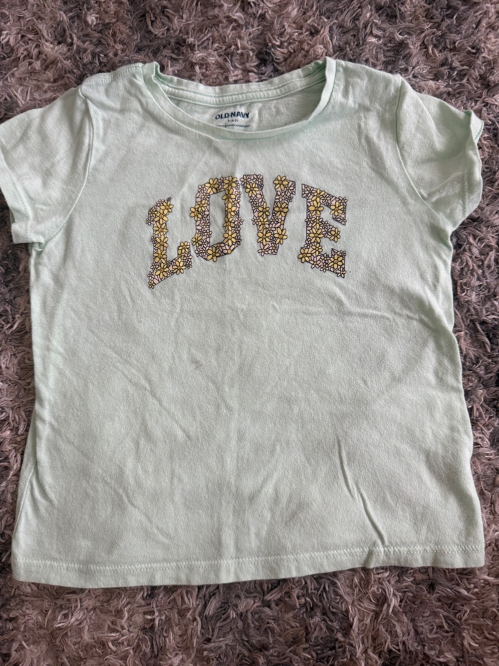 Old Navy Mint Green Floral 'LOVE' Short Sleeve Tee